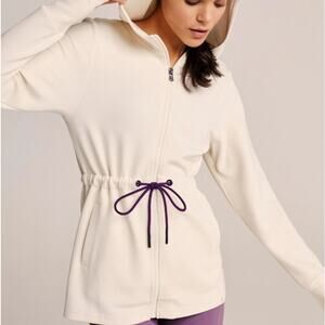 Varley Colby Hoodie Sweatshirt Full Zipper Jacket In Ivory Purple Size Large